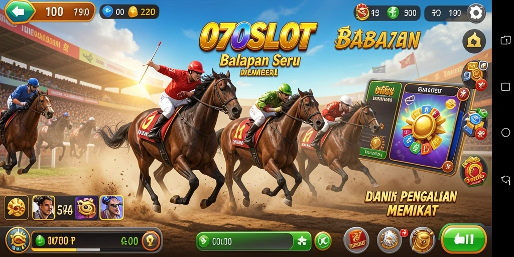 Tampilan gameplay <strong>070SLOT</strong> yang menegangkan dan realistis saat balapan.