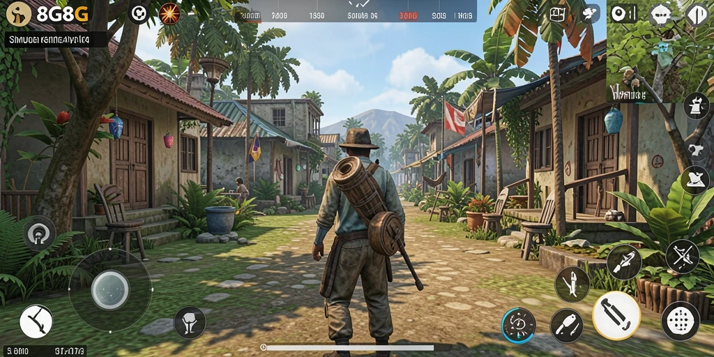 Screenshot dari gameplay 8G8G menampilkan aktivitas simulasi yang kaya.
