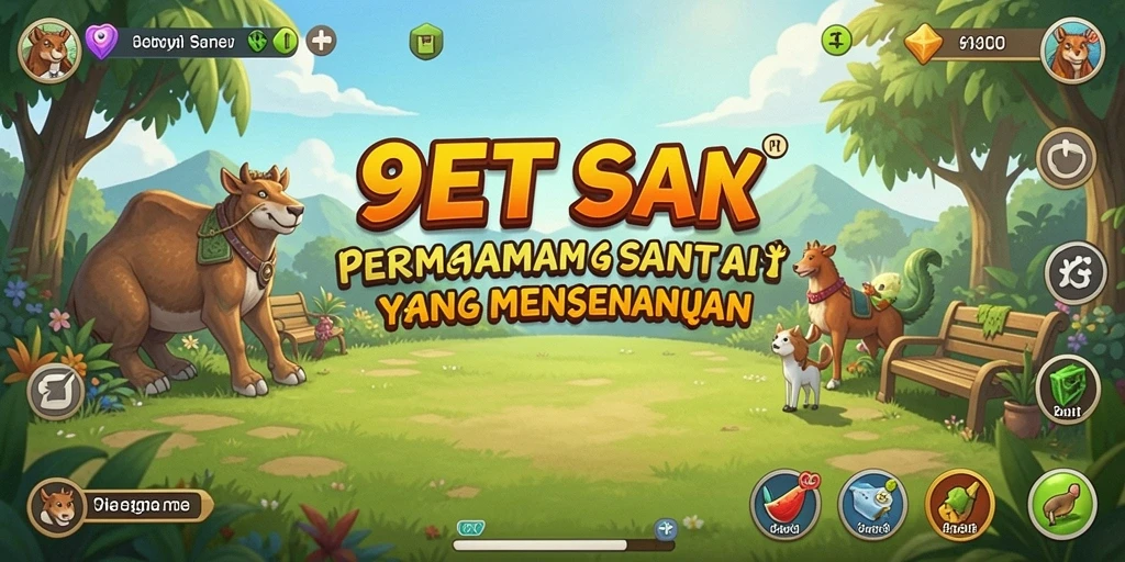 Tampilan gameplay 9ET yang ceria dan penuh warna.