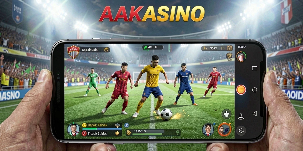 Tampilan gameplay seru dalam AAKASINO, sajikan aksi sepak bola.
