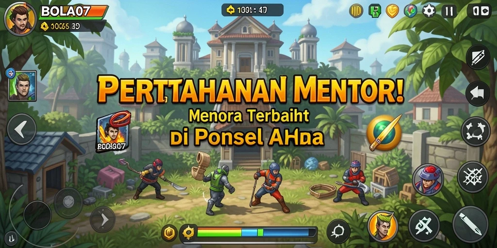 Tampilan gameplay intensif dalam BOLA07, Tower Defense yang mendebarkan.