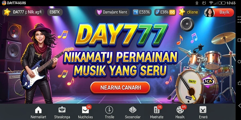 Screenshot DAY777 menampilkan pengguna yang aktif bermain musik.