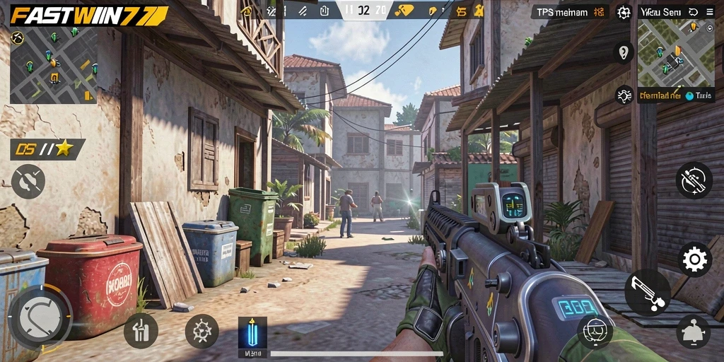 Tampilan gameplay seru dalam FASTWIN77 dengan aksi tembak-menembak.