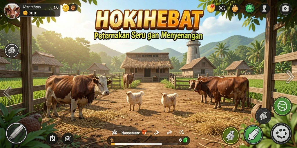 Tampilan menarik HOKIHEBAT saat bertani di ladang virtual.
