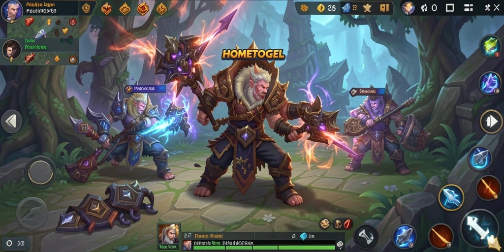 Screenshot gameplay HOMETOGEL yang menampilkan pertempuran seru dan eksplorasi dunia MMORPG.