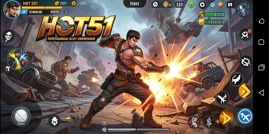 Screenshot utama gameplay HOT51 menunjukkan aksi yang mendebarkan dan grafis memukau.