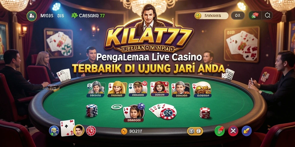 Screenshot gameplay KILAT77 menampilkan dealer dan pemain dalam aksi di Live Casino.