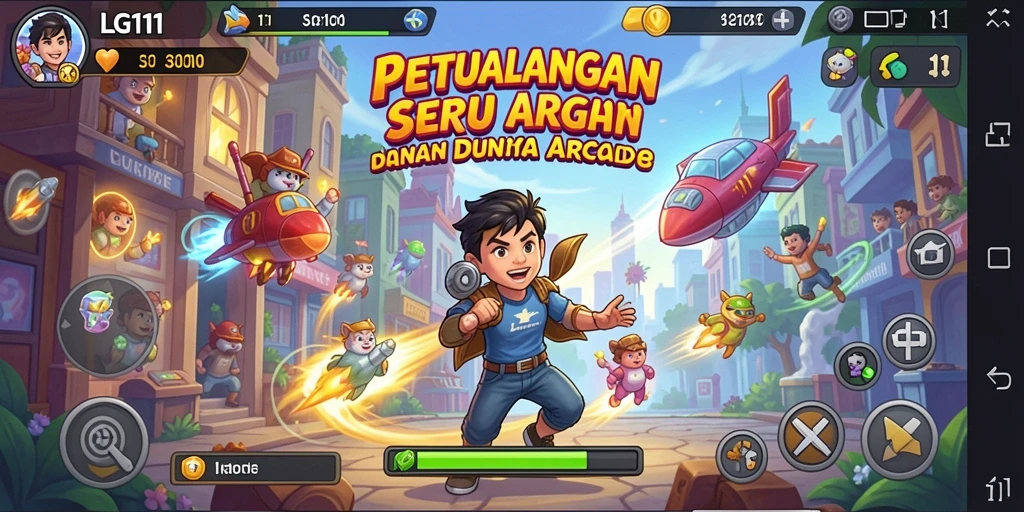 Screenshot utama LG111 menampilkan aksi seru dalam gameplay Arcade.