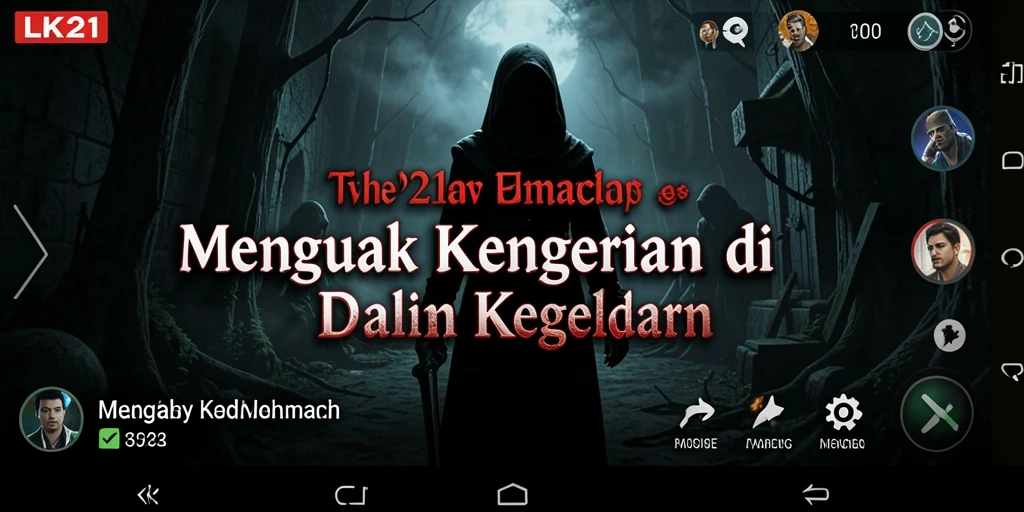 Screenshot menampilkan suasana gelap dan mencekam dari gameplay LK21.