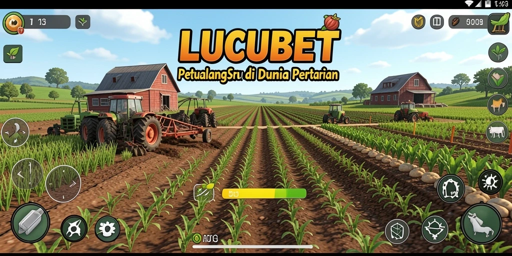 Tampilan gameplay seru di LUCUBET saat mengelola lahan pertanian.
