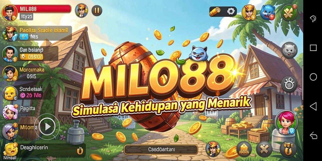 Screenshot menunjukkan karakter berinteraksi dalam gameplay simulasi yang menarik.