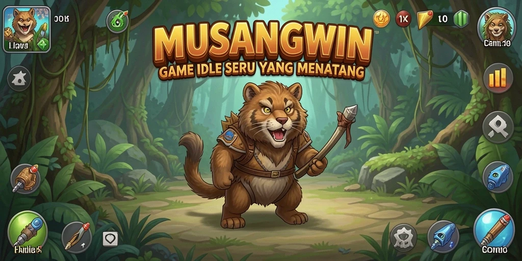 Screenshot gameplay MUSANGWIN menampilkan aksi seru dalam pengumpulan sumber daya.
