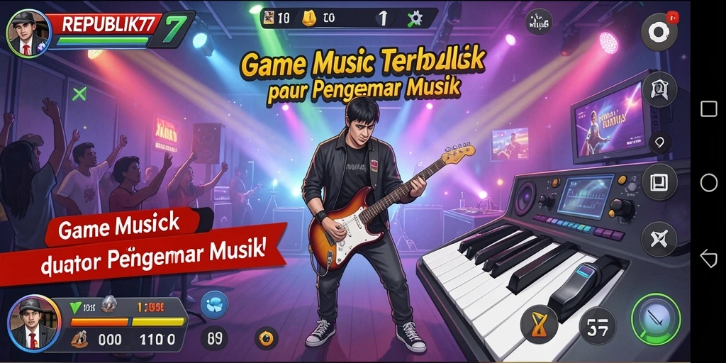 Tampilan gameplay seru dari REPUBLIK77 yang penuh warna.