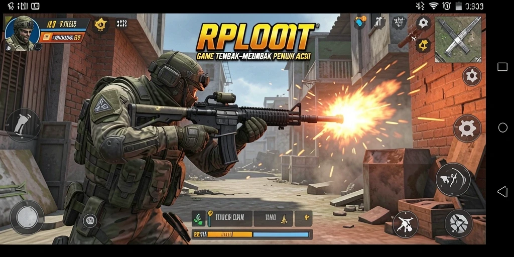 Tangkapan layar gameplay seru di RPLOOT menunjukkan aksi tembak-menembak.