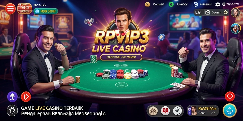 Screenshot RPVIP3 menampilkan gameplay Live Casino yang mendebarkan.