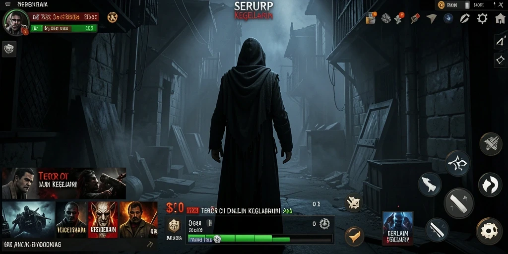 Tampilan gameplay menegangkan dalam dunia kegelapan.