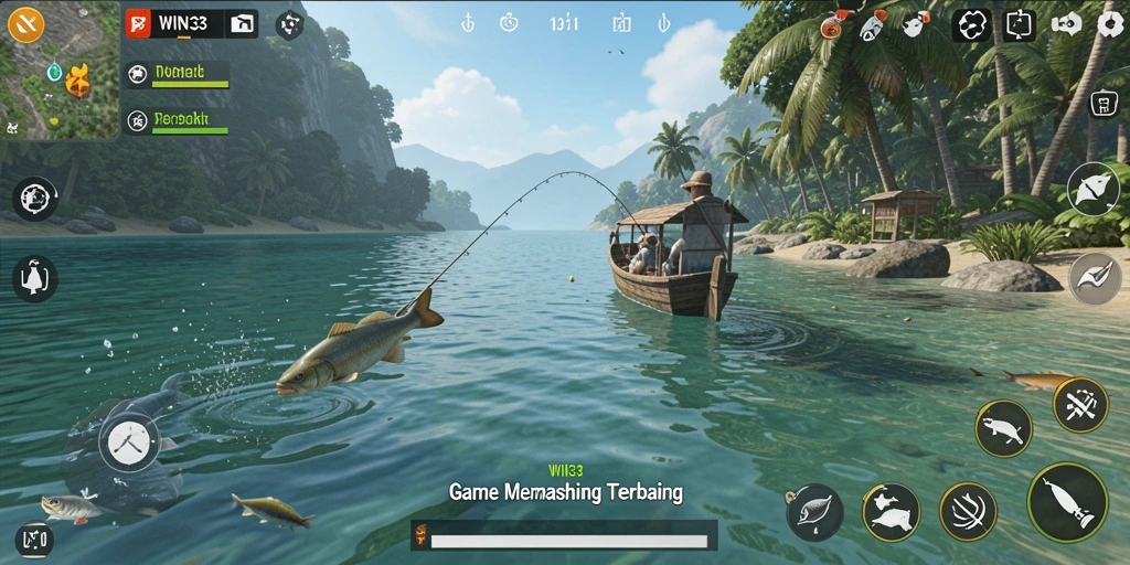 Tampilan gameplay WIN33 yang menakjubkan dengan aksi memancing penuh tantangan.
